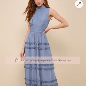 Blue Ruched Sleeveless Maxi Dress for Weddings XS Lulus